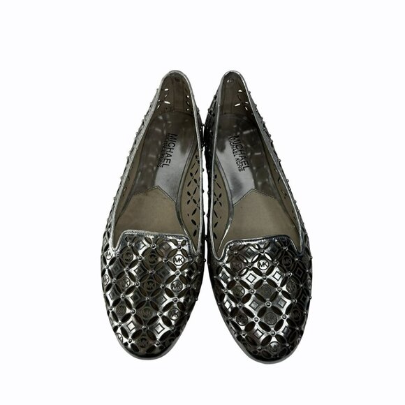 Michael Kors Womens Silver Metallic Gabri Laser-Cut Ballet Flats Size 6.5 EUC - Picture 3 of 8